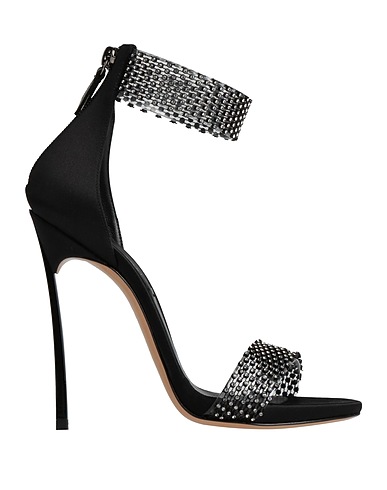 CASADEI Sandalen Schwarz Leder, Gewebefasern