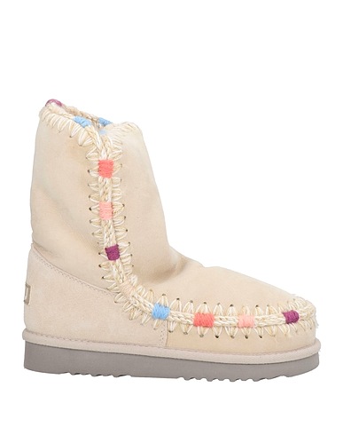 MOU Ankle boot Light grey Leather, Textile fibers