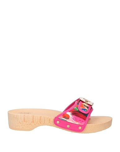 SCHOLL Mules and clogs Fuchsia Leather, Textile fibers