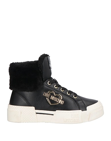 LOVE MOSCHINO Sneakers Nero Pelle di vitello, Poliestere