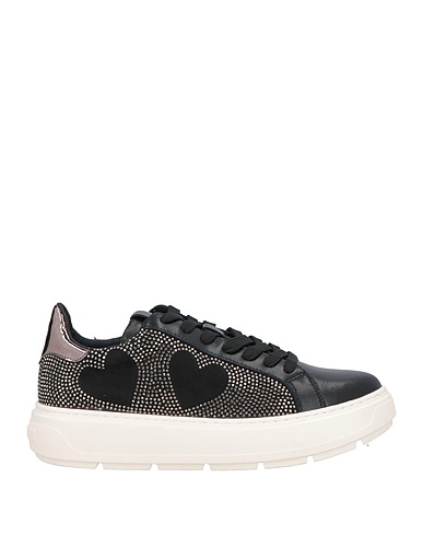 LOVE MOSCHINO Sneakers Black Leather, Textile fibres