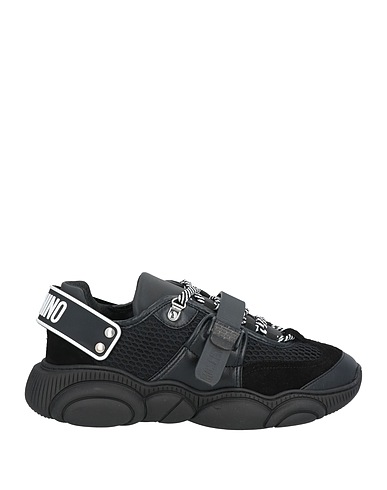 MOSCHINO Sneakers Black Leather, Textile fibers