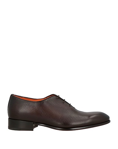 SANTONI Laced shoes Dark brown Leather