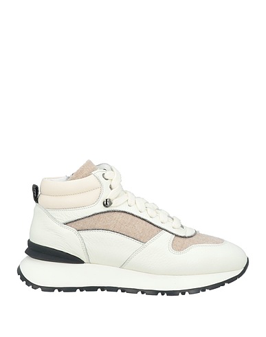 DOUCAL'S Sneakers Off white Leather, Textile fibers