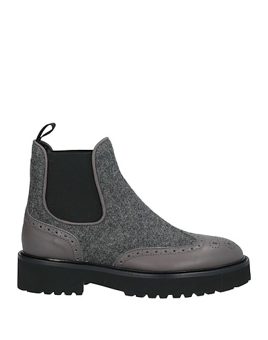 DOUCAL'S Ankle boot Grey Leather, Textile fibres