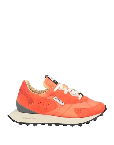 RUN OF Sneakers Orange Leather, Textile fibres