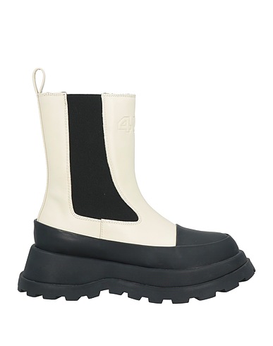 PACIOTTI 4US Ankle boot Off white Leather, Textile fibers