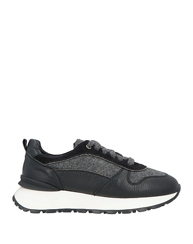 DOUCAL'S Sneakers Black Leather, Textile fibers