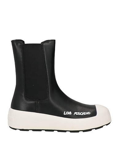 LOVE MOSCHINO Ankle boot Black Leather, Plastic