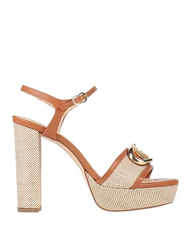PEDRO MIRALLES Sandals Brown Leather, Textile fibres