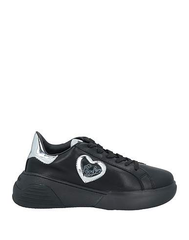 LOVE MOSCHINO Sneakers Black Calfskin, Other Fibres