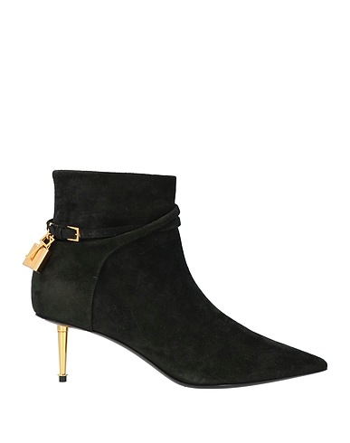TOM FORD Stivaletti Nero Pelle di vitello, Acciaio, Metallo, Ottone, Zama