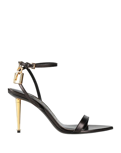 TOM FORD Sandals Black Goat skin, Steel, Zamak