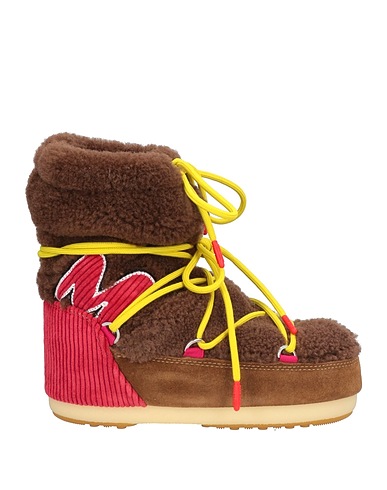 MOON BOOT Ankle boot Chocolate brown Shearling, Textile fibres