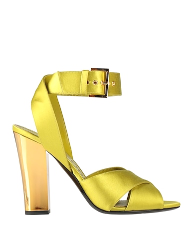 TOM FORD Sandals Lime green Viscose, Silk