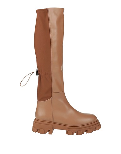 GIA BORGHINI Boots Camel Leather, Textile fibres