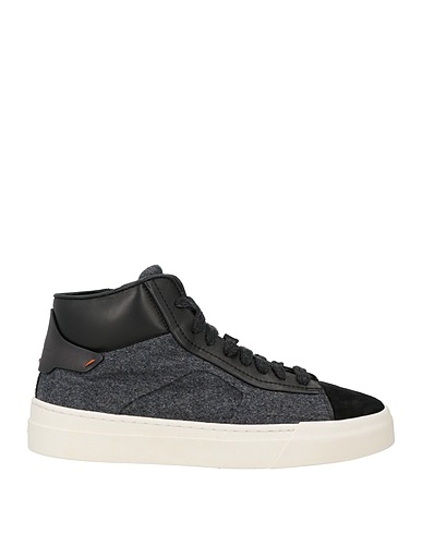 SANTONI Sneakers Slate blue Leather, Textile fibers