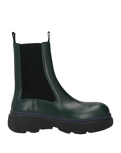 BURBERRY PRORSUM Ankle boot Dark green Leather, Textile fibres