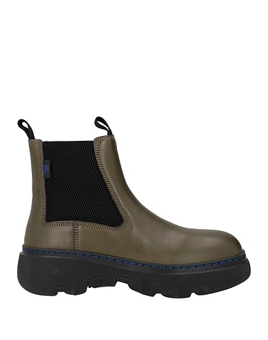 BURBERRY PRORSUM Ankle boot Military green Leather, Textile fibers