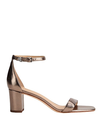 LAUREN RALPH LAUREN サンダル LOGAN METALLIC NAPPA LEATHER SANDAL
 ブロンズ 羊革（シープスキン） 100%