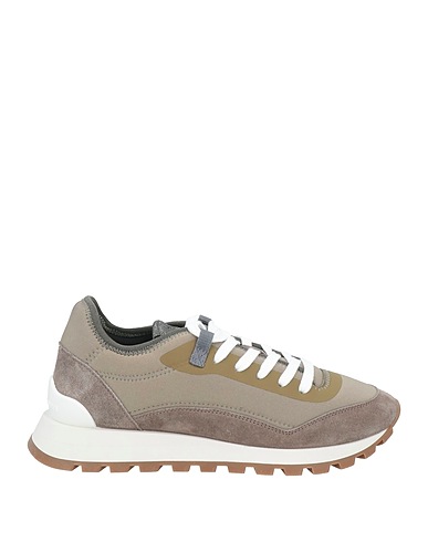 BRUNELLO CUCINELLI Sneakers Khaki 100% Leather, Textile fibers, Brass