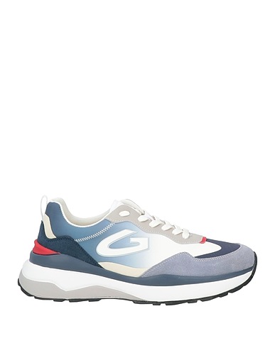 ALBERTO GUARDIANI Sneakers Navy Leather, Textile fibers