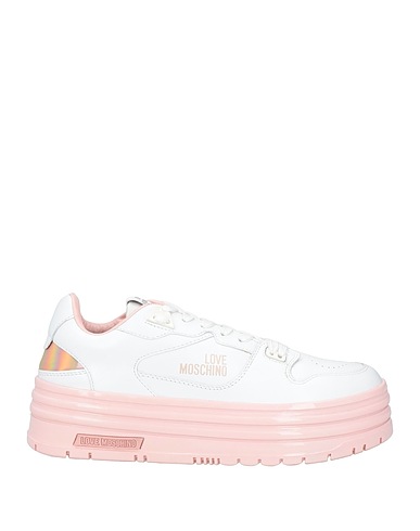 LOVE MOSCHINO Sneakers White Calfskin, Textile fibers