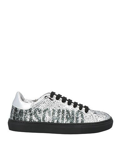 MOSCHINO Sneakers Silver Leather, Textile fibers
