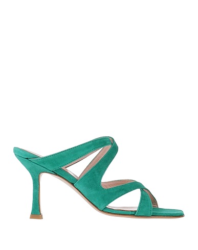 ANNA F. Sandals Green Leather