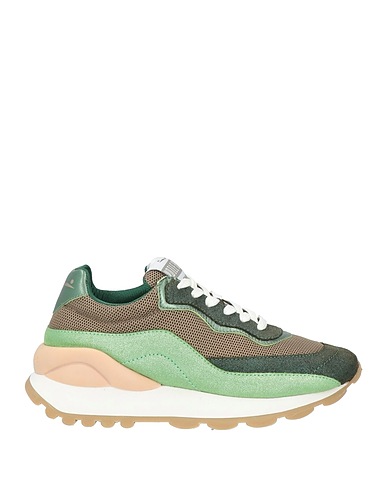 VOILE BLANCHE Sneakers Green Leather, Textile fibers