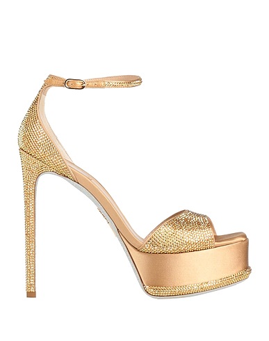 RENE' CAOVILLA Sandali Oro Fibre tessili