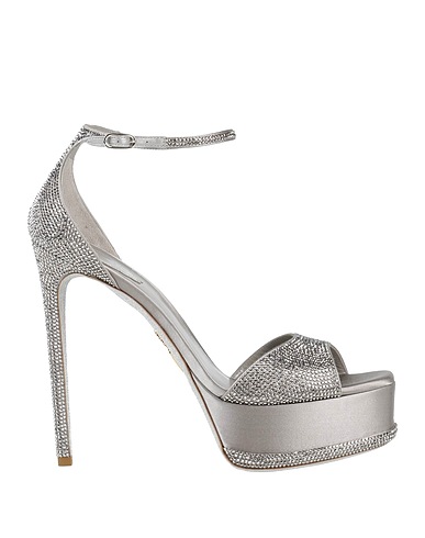 RENE' CAOVILLA Sandals Silver Textile fibers
