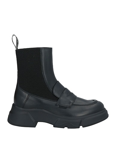VOILE BLANCHE Ankle boot Black Leather, Elastic fibres