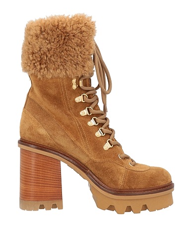 AGL Ankle boot Khaki Leather, Shearling