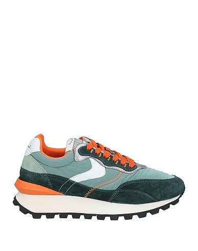 VOILE BLANCHE Sneakers Dark green Leather, Textile fibers