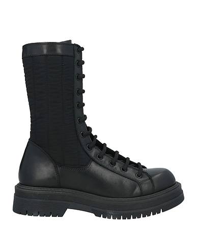 J.J.DELACROIX Ankle boot Black Leather, Textile fibres