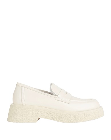 LORIBLU Loafers Off white Leather, Shearling