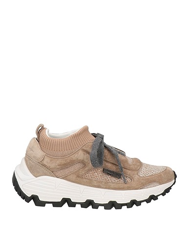 BRUNELLO CUCINELLI Sneakers Taupe Leather, Textile fibres