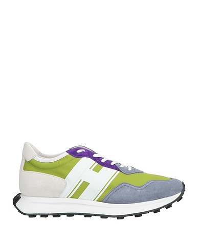 HOGAN Sneakers Lime green Leather, Textile fibres