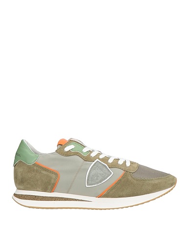 PHILIPPE MODEL Sneakers Military green Leather, Textile fibres
