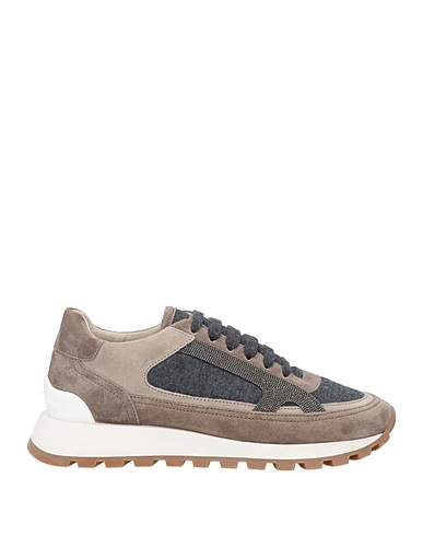 BRUNELLO CUCINELLI Sneakers Grey 100% Leather, Textile fibres, Ecobrass