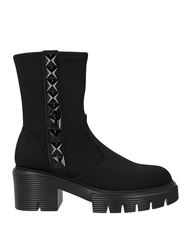 JEANNOT Ankle boot Black Leather, Textile fibres