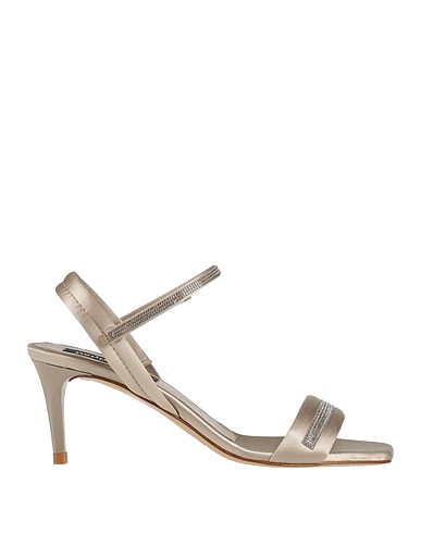 PEDRO GARCÍA Sandals Light grey Textile fibers, Swarovski® Crystal