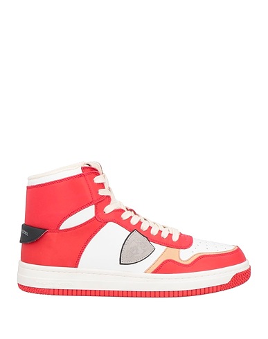 PHILIPPE MODEL Sneakers Red Leather, Textile fibers