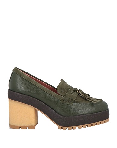 HOGAN Mocassino Verde militare 100% Pelle di vitello