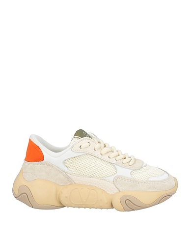 VALENTINO GARAVANI Sneakers Cream Leather, Textile fibres