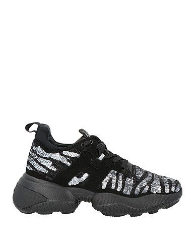 HOGAN Sneakers Black Leather, Textile fibers