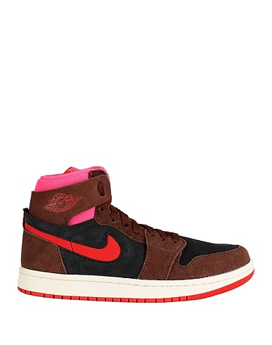 JORDAN Sneakers Brown Leather, Textile fibers
