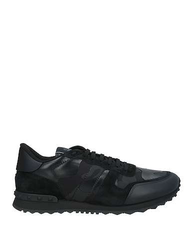 VALENTINO GARAVANI Sneakers Black Leather, Textile fibers