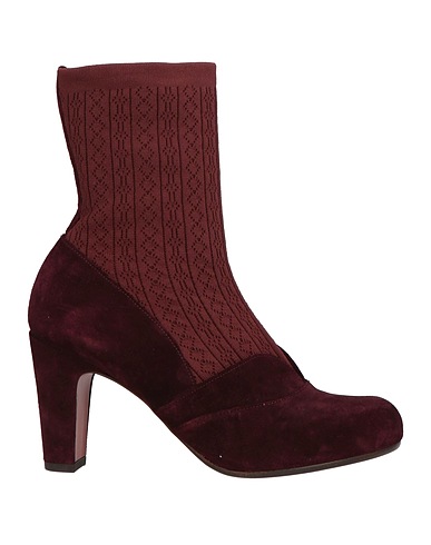 CHIE MIHARA Ankle boot Burgundy Leather, Textile fibres